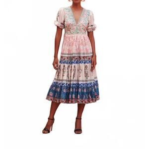 NEW MO MAYA peacock flare dress in multi